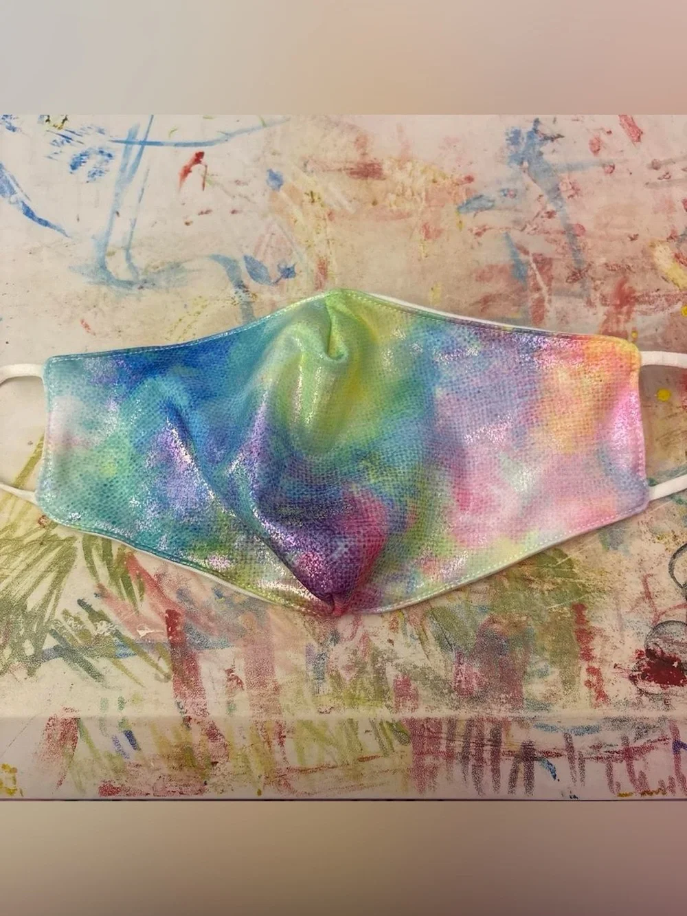 Glitter & Rainbow Tie-Dye Face Mask Set with Adjustable Ear Loops